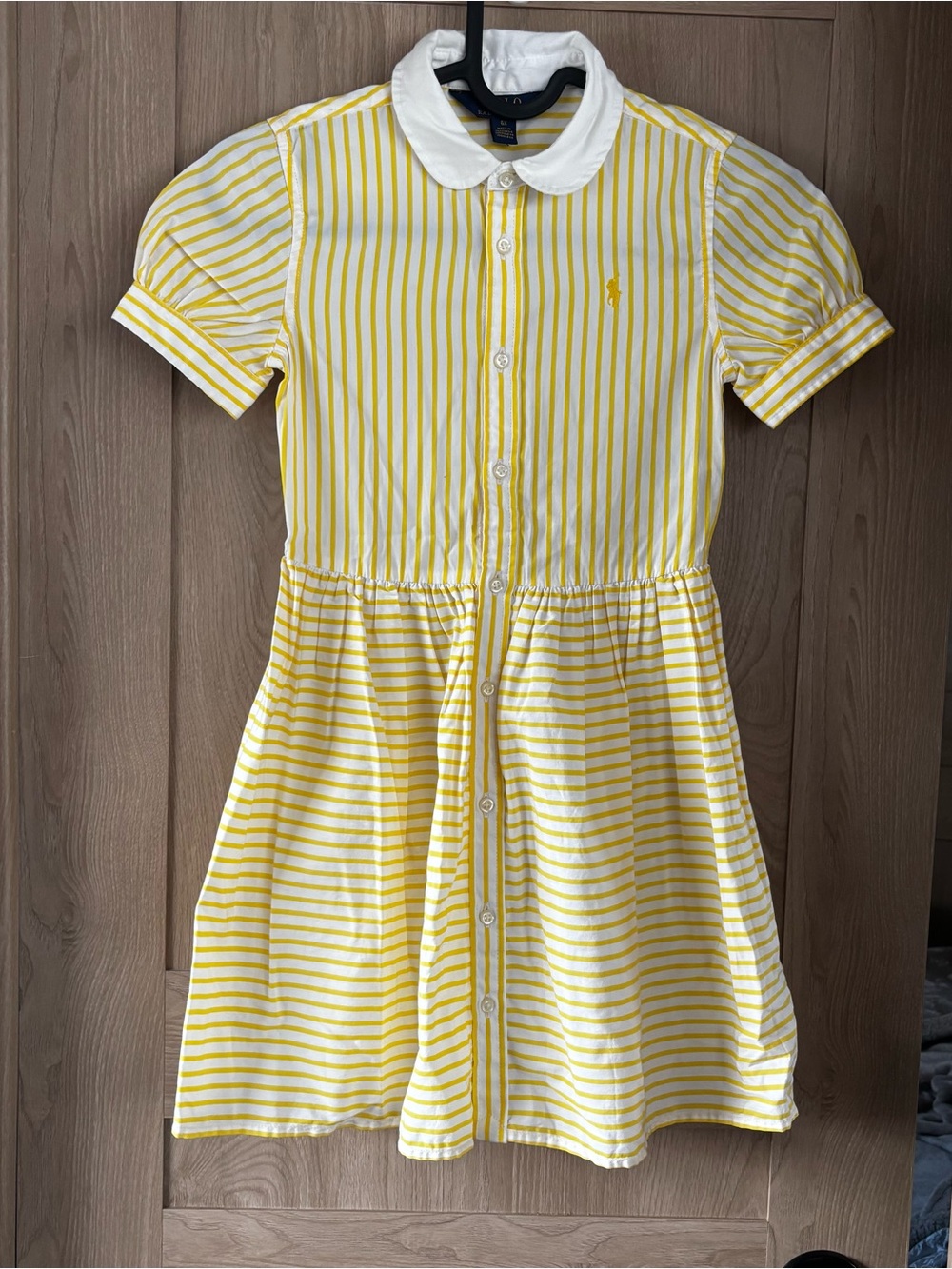 Polo Ralph Lauren Girls Striped Preppy Dress Size 6X Yellow Nautical Coastal